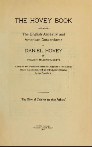 Hovey Book - Cpt. Ivory Hovey